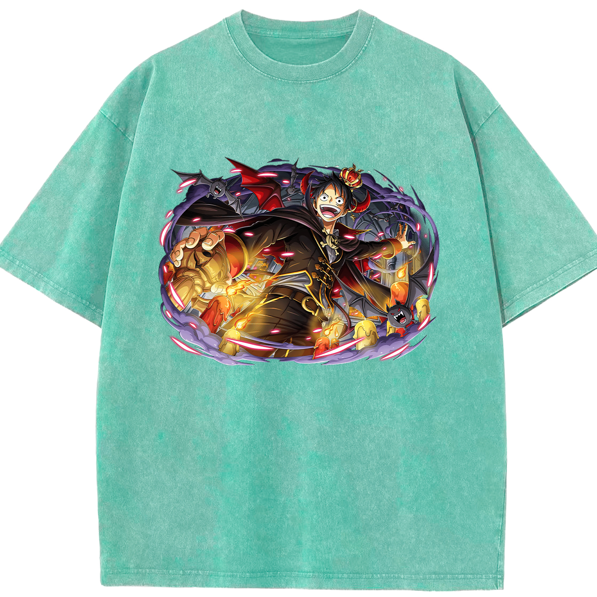 ワンピース モンキー・D・ルフィ ONE PIECE Monkey D. Luffy 綿100% ヴィンテージ風 半袖Tシャツ（フロントプリント）